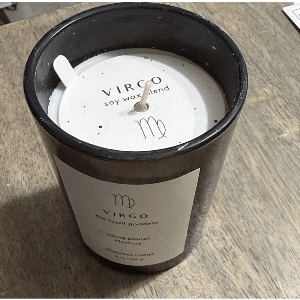 Virgo Charcoal Sage soy wax Candle- 8oz - 36hr burn time